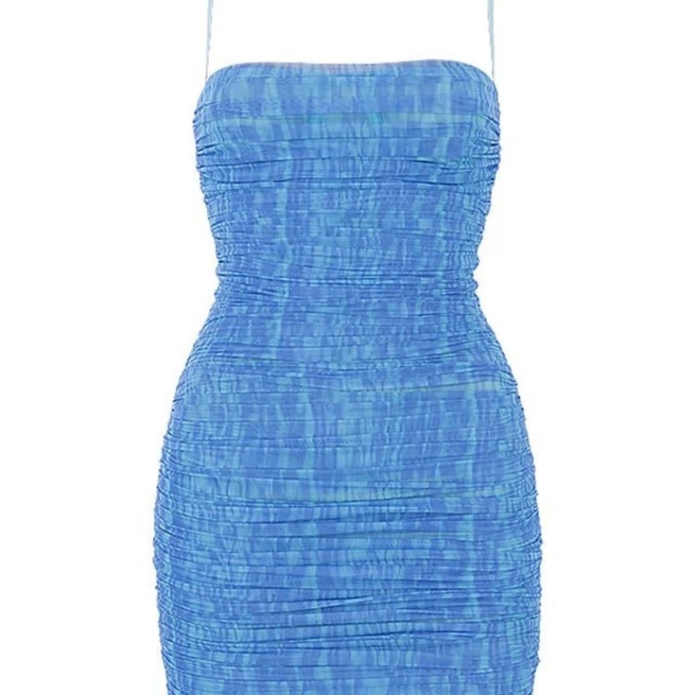 House of CB Ella Sky Blue Ruched Organza Mesh Mini Dress (as seen on Euphoria)
